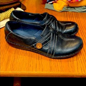 Clarks leather slip on loafers